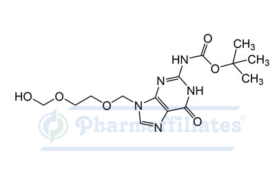 Imagem do Produto Padrão de Terc-Butil (9-((2-(hidroximetoxi)etoxi)metil)-6-oxo-6,9-diidro-1H-purina-2-il)carbamato - Cas Number: NA - PHARMAFFILIATES Referência: PAI 01 002412