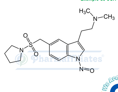 Imagem do Produto Padrão de N,N-Dimetil-2-(1-nitroso-5-((pirrolidin-1-ilsulfonil)metil)-1H-indol-3-il)etano-1-amina - Cas Number: NA - PHARMAFFILIATES Referência: PA 28 0841006