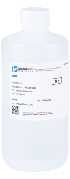 Imagem do Produto Padrão MRC de magnésio - Fabricante: INORGANIC VENTURES - Referência: ICMG1-500ML