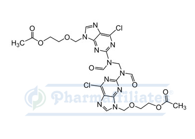 Imagem do Produto Padrão de Bis [acetil 2-[(2-formamida-1,6-dihidro-6-cloro-9H-purina-9il)metoxi]etilo éster] - Cas Number: 1346600-44-9 - PHARMAFFILIATES Referência: PA 01 20590