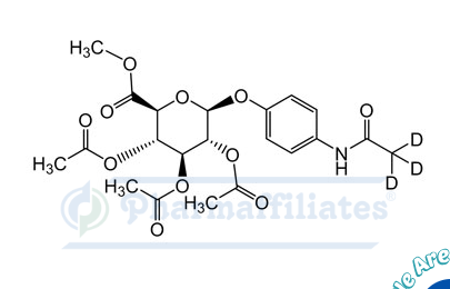 Imagem do Produto Padrão de 4-acetamidofenil-d3-2,3,4-tri-O-acetil-β-D-glucuronídeo, éster metílico - Cas Number: 1260619-58-6 - PHARMAFFILIATES Referência: PA STI 001420