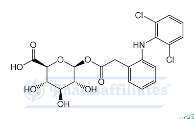 Imagem do Produto Padrão de Diclofenaco Acyl-β-D-glucuronide - Cas Number: 64118-81-6 - PHARMAFFILIATES Referência: PA 01 0101002