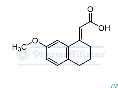 Imagem do Produto Padrão de ácido (E)-2-(7-metoxi-3,4-diidronaftaleno-1(2H)-ilideno)acético - Cas Number: 63319-95-9 - PHARMAFFILIATES Referência: PA 01 0311010