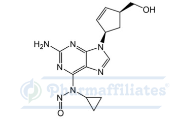 Imagem do Produto Padrão de N-(2-Amino-9-((1R,4S)-4-(hidroximetil)ciclopent-2-en-1-il)-9H-purina-6-il)-N-ciclopropilnitrosa amida - Cas Number: NA - PHARMAFFILIATES Referência: PA 01 0011017