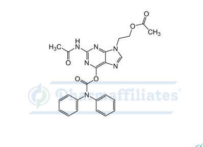 Imagem do Produto Padrão de Acetato de 2-(2-acetamido-6-((difenilcarbamoil)oxi)-9H-purina-9-il)etilo  - Cas Number: NA - PHARMAFFILIATES Referência: PAI 01 002411