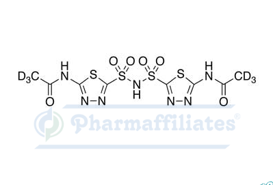 Imagem do Produto Padrão de Bis[5-(acetilamino)-1,3,4-tiadiazol-2-sulfonil]amina-d6 - Cas Number: NA - PHARMAFFILIATES Referência: PA STI 012970